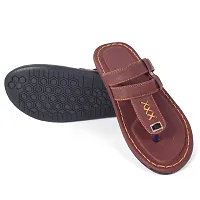 Stylish Brown Synthetic Leather Slippers For Men-thumb2