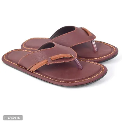 Stylish Brown Synthetic Leather Slippers For Men