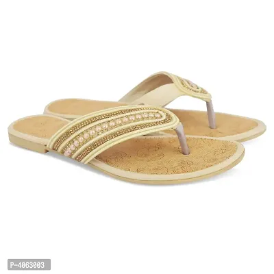 Elegant Beige Solid Synthetic Slippers For Women-thumb2