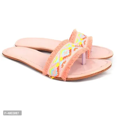 Elegant Pink Solid Synthetic Slippers For Women