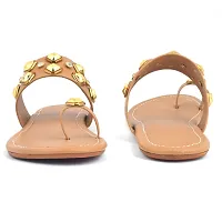Elegant Tan Solid Synthetic Slippers For Women-thumb2