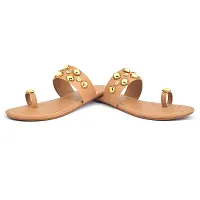 Elegant Tan Solid Synthetic Slippers For Women-thumb1