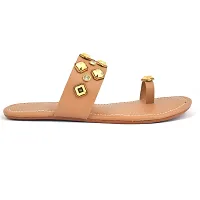 Elegant Tan Solid Synthetic Slippers For Women-thumb3