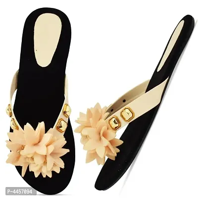 Elegant Cream Solid Synthetic Slippers For Women-thumb2