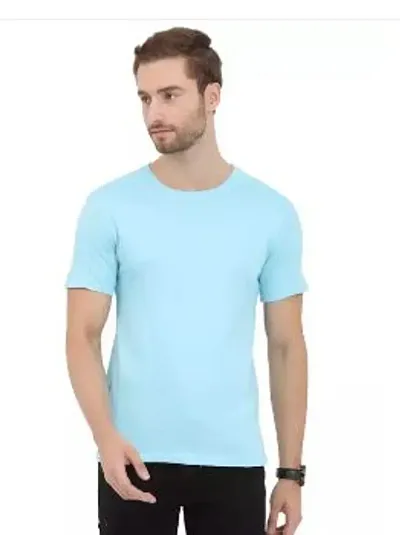 URKNIT Round Neck Cotton Solid T-Shirt for Men