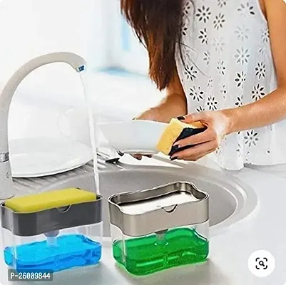 2-in-1 Kitchen Soap Dispenser - Convenient Dish Soap and Sponge Holder-thumb3