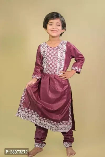 Alluring Maroon Rayon Embroidered Kurta Bottom Set For Girls