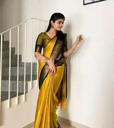 New In Cotton Silk Saree with Blouse piece 