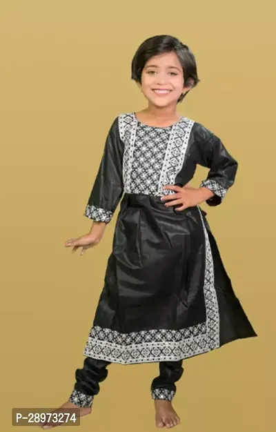 Alluring Black Rayon Embroidered Kurta Bottom Set For Girls