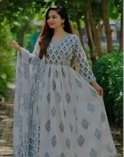 Ambrozee|| Angrakha Kurti Suit for Women || Stitched Floral Ladies Kurta Set