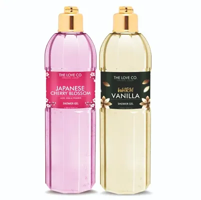 The Love Co Japanese Cherry Blossom + Warm Vanilla Body Wash Combo for Men  Women - 250 ml each ( Pack of 2)
