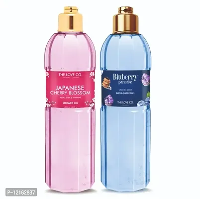 The Love Co Japanese Cherry Blossom + Bluberry Body Wash Combo for Men  Women - 250 ml each ( Pack of 2)-thumb0