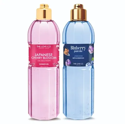 The Love Co Japanese Cherry Blossom + Bluberry Body Wash Combo for Men  Women - 250 ml each ( Pack of 2)