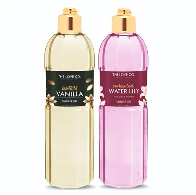 The Love Co Warm Vanilla   +  Waterlily  Body Wash Combo for Men  Women - 250 ml each ( Pack of 2)