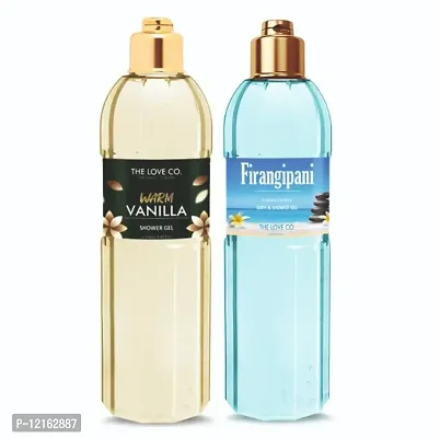 The Love Co Warm Vanilla   +  Firangipani Body Wash Combo for Men  Women - 250 ml each ( Pack of 2)-thumb0