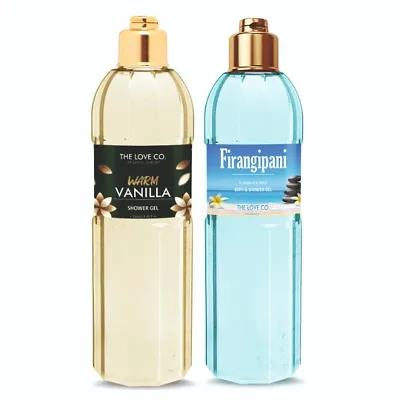 The Love Co Warm Vanilla   +  Firangipani Body Wash Combo for Men  Women - 250 ml each ( Pack of 2)