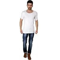 White Cotton Basic Vest For Men-thumb2