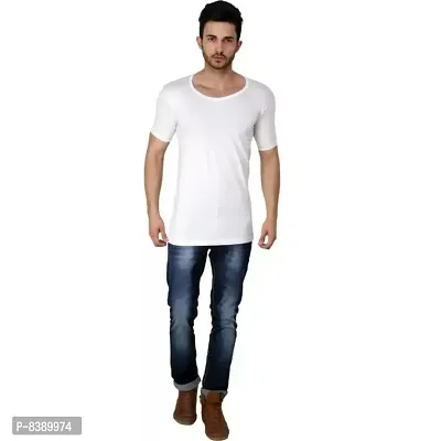 White Cotton Basic Vest For Men-thumb3