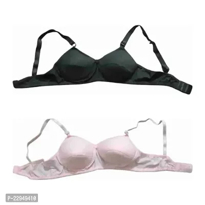 Multicoloured Cotton Blend Light Padded 3 Pcs Bra Combo I Everyday Padded Bra I Cotton Bra I Girls Innerwear I Undergarment ( Pack of 3pcs ) + (Free Beauty Fixer  Primer  Pink Magic 3pcs Lipstick) (-thumb2