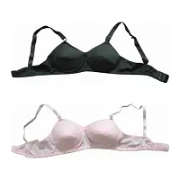 Multicoloured Cotton Blend Light Padded 3 Pcs Bra Combo I Everyday Padded Bra I Cotton Bra I Girls Innerwear I Undergarment ( Pack of 3pcs ) + (Free Beauty Fixer  Primer  Pink Magic 3pcs Lipstick) (-thumb1