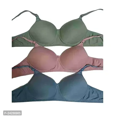 Women's Cotton Padded Non-Wired T-Shirt Lightly Padded Bra Multipack of 3-thumb0
