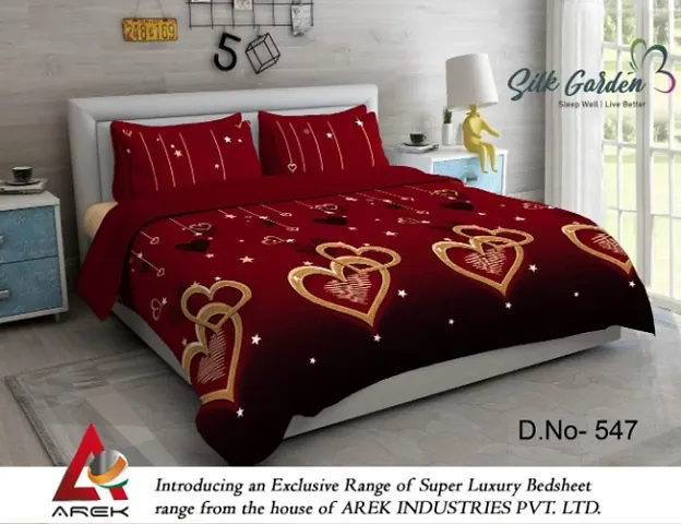 Vaastu Furnishings 144 TC Polycotton 3D Printed Double Bedsheet with 2 Pillow Covers (Multicolour, Size 87 x 87 Inch)