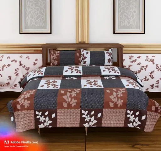 Polycotton Double Bedsheet with 2 Pillow Covers