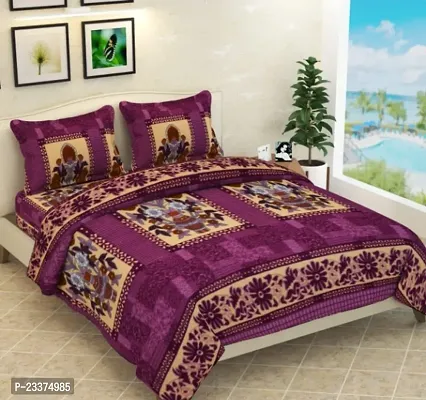 Classic Velvet Printed Double Bedsheet with Pillow Covers-thumb0