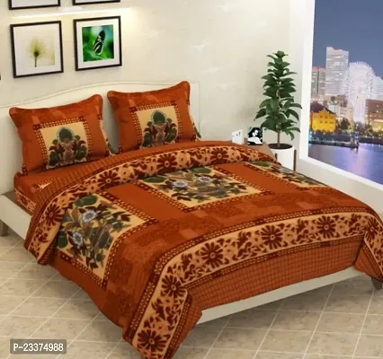 Classic Velvet Printed Double Bedsheet with Pillow Covers-thumb0