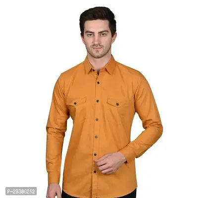 Stylish Yellow Cotton Long Sleeves Shirt For Men