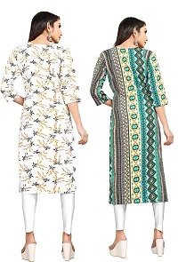 Stylish Multicoloured Crepe Printed Stitched Kurta For Women Pack Of 2-thumb1