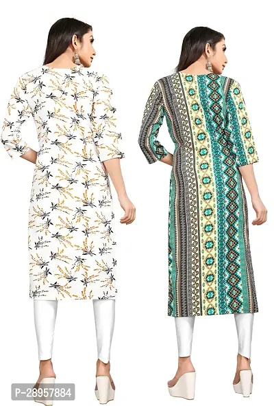 Stylish Multicoloured Crepe Printed Stitched Kurta For Women Pack Of 2-thumb2