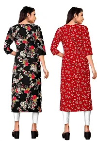 Stylish Multicoloured Crepe Printed Stitched Kurta For Women Pack Of 2-thumb1