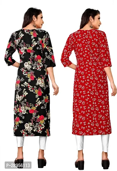 Stylish Multicoloured Crepe Printed Stitched Kurta For Women Pack Of 2-thumb2