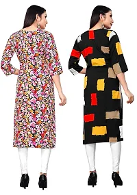 Stylish Multicoloured Crepe Printed Stitched Kurta For Women Pack Of 2-thumb1