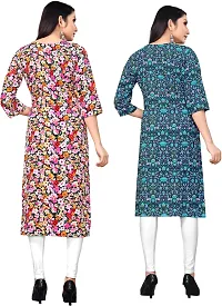 Stylish Multicoloured Crepe Printed Stitched Kurta For Women Pack Of 2-thumb1