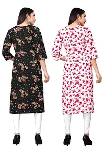 Stylish Multicoloured Crepe Printed Stitched Kurta For Women Pack Of 2-thumb1