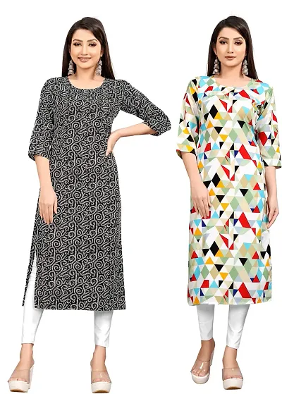 Combo Of 2-Stylish Crepe Kurtis