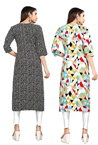 Stylish Multicoloured Crepe Printed Stitched Kurta For Women Pack Of 2-thumb1