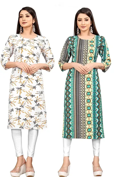 Attractive Crepe Straight Kurta Pack Of 2