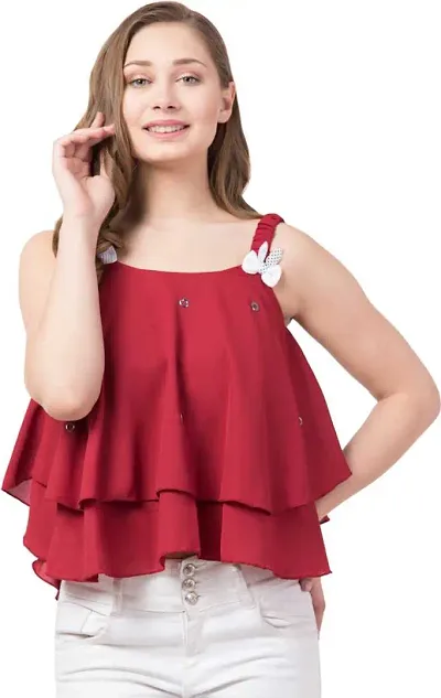 Trendy Ruffle Sleeveless Top