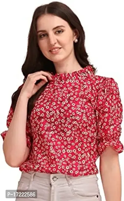 Elegant Red Cotton Blend Printed Tunic For Women-thumb0