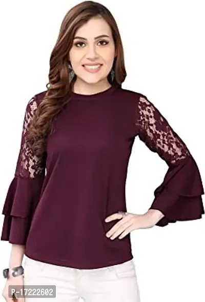 Elegant Purple Cotton Blend Solid Tunic For Women