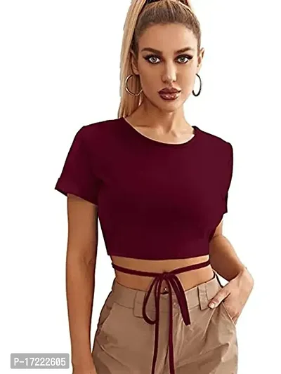 Elegant Maroon Cotton Blend Solid Tunic For Women-thumb0