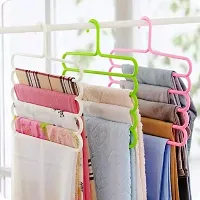 SAMJU -5 Layer Multipurpose Multi-Layer Hangers for Clothes | Shirts | Wardrobe | Ties | Pants | Space Saving Hanger | Cupboard | Wardrobe Organizer | Plastic Hangers Multi Colour (Pack of 2)-thumb3