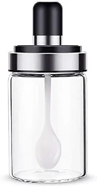 Samju Seasoning Container With Lids And Spoon 3 Pack Glass Spice Jars Condiment Pot For Sugar Salt Pepper Honey Capacity Of Eash Glass Jar 250ml-thumb2