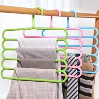 SAMJU -5 Layer Multipurpose Multi-Layer Hangers for Clothes (Pack of 6) | Shirts | Wardrobe | Ties | Pants | Space Saving Hanger | Cupboard | Wardrobe Organizer | Plastic Hangers Multi Colour-thumb3