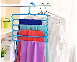 SAMJU -5 Layer Multipurpose Multi-Layer Hangers for Clothes | Shirts | Wardrobe | Ties | Pants | Space Saving Hanger | Cupboard | Wardrobe Organizer | Plastic Hangers Multi Colour (Pack of 2)-thumb1