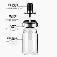 Samju Seasoning Container With Lids And Spoon 3 Pack Glass Spice Jars Condiment Pot For Sugar Salt Pepper Honey Capacity Of Eash Glass Jar 250ml-thumb1