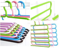 SAMJU -5 Layer Multipurpose Multi-Layer Hangers for Clothes (Pack of 15) | Shirts | Wardrobe | Ties | Pants | Space Saving Hanger | Cupboard | Wardrobe Organizer | Plastic Hangers Multi Colour (Assorted Colour)-thumb4